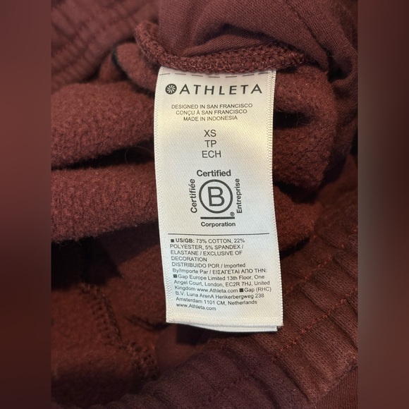 Athleta Women’s Easy Fleece Joggers Mid Rise Sweatpants Burgundy - Size XS - Picture 8 of 9